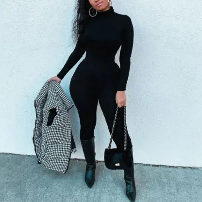 Black Turtleneck Full Bodysuit - Image 2
