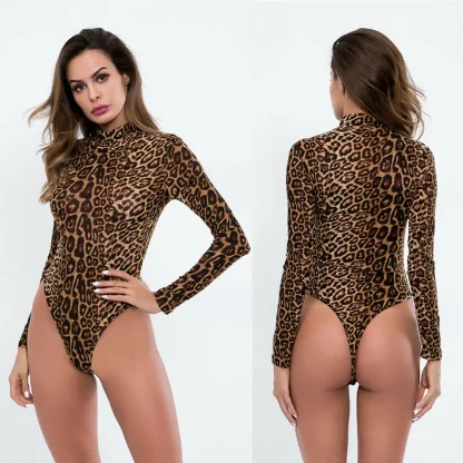 Sexy Leopard Turtleneck Bodysuits - Image 3