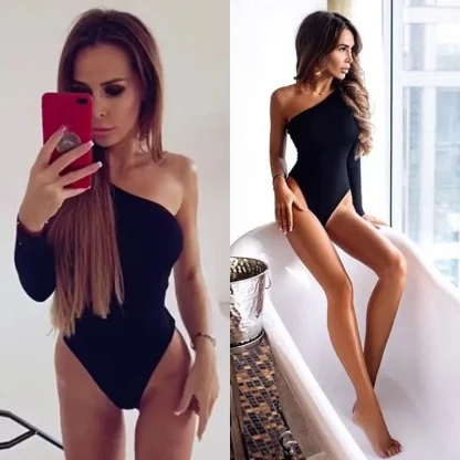 Sexy Solid Turtleneck Bodysuit - Image 6