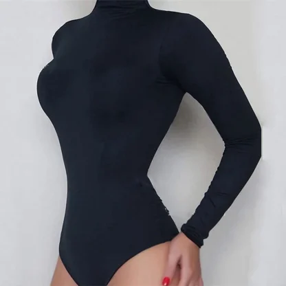 Sexy Solid Turtleneck Bodysuit