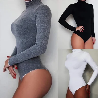 Sexy Fitted Turtleneck Bodysuit - Image 2