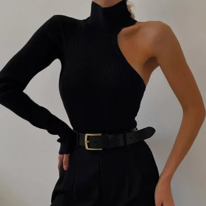 One Shoulder Turtleneck Bodysuit