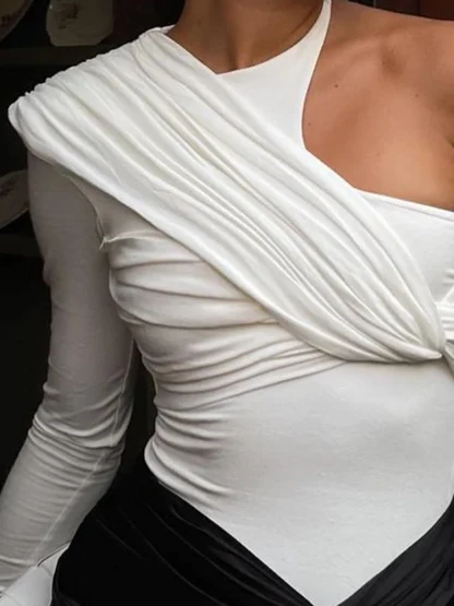 One-Shoulder Twist Bodysuits - Image 3