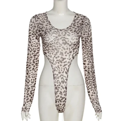Leopard Print Skinny Bodysuit - Image 6