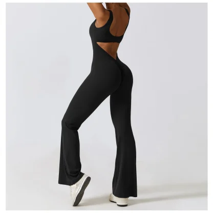 Cut Out Back Flare Jumpsuits - Image 2