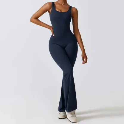Cut Out Back Flare Jumpsuits