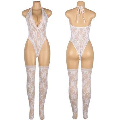 Seductive Lace Halter Bodysuit - Image 5
