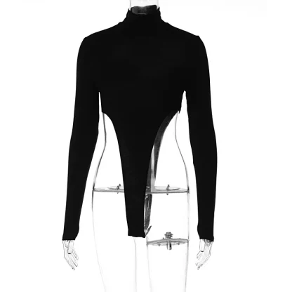 Sheer Mesh Turtleneck Bodysuit - Image 3