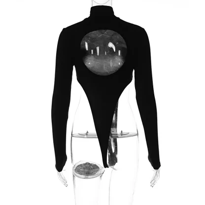 Sheer Mesh Turtleneck Bodysuit - Image 5