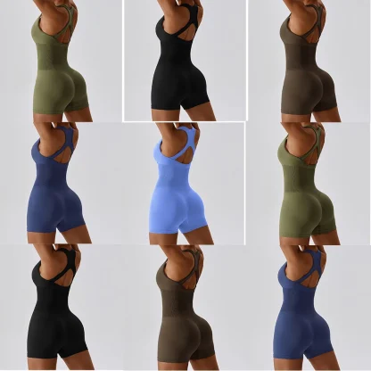 Sexy Sleeveless Shorts Bodysuit - Image 2