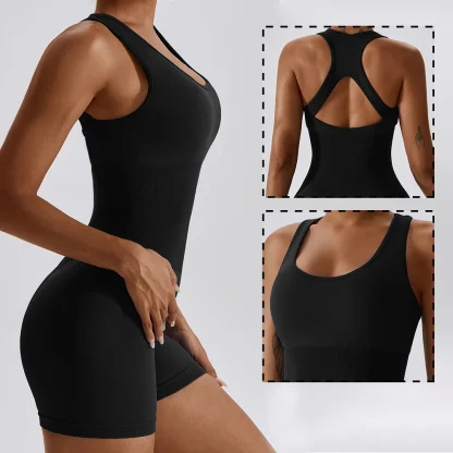 Sexy Sleeveless Shorts Bodysuit - Image 3