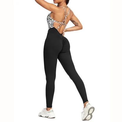 Sporty Leopard Patchwork Bodysuit - Image 3
