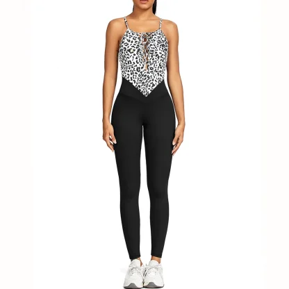 Sporty Leopard Patchwork Bodysuit - Image 4
