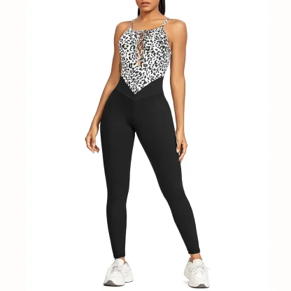 Sporty Leopard Patchwork Bodysuit - Image 2
