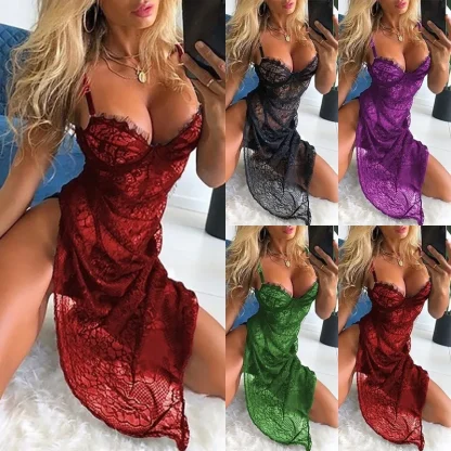 Seductive Lace-Up Mesh Bodysuit - Image 2