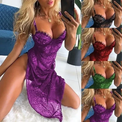 Seductive Lace-Up Mesh Bodysuit - Image 3