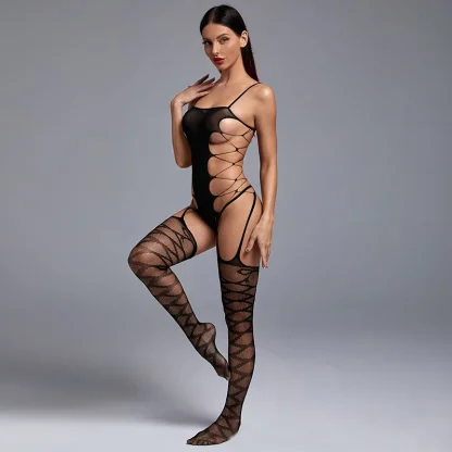 Alluring Mesh Cut-Out Bodysuit - Image 3