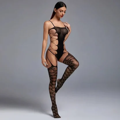 Alluring Mesh Cut-Out Bodysuit - Image 4