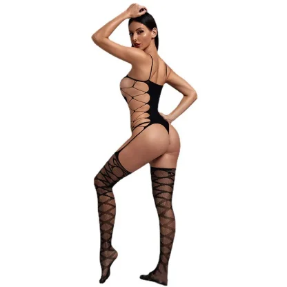 Alluring Mesh Cut-Out Bodysuit - Image 5
