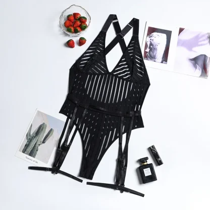 Daring Mesh Panel Bodysuit - Image 5