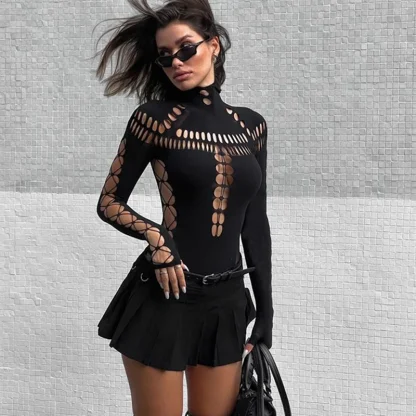 Long Sleeves Bodysuit with Skirt