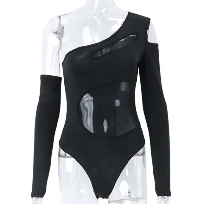 One-Shoulder Mesh Bodysuit - Image 6