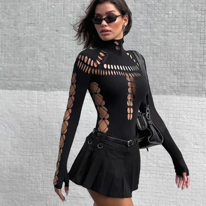 Long Sleeves Bodysuit with Skirt - Image 2