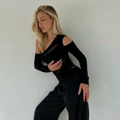 One-Shoulder Mesh Bodysuit - Image 2