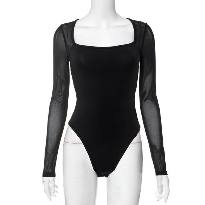 Mesh Sleeve Sexy Bodysuit - Image 6