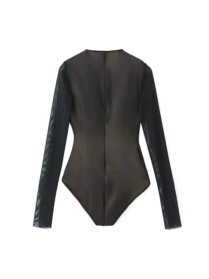 Tulle Long Sleeve Bodysuit - Image 3