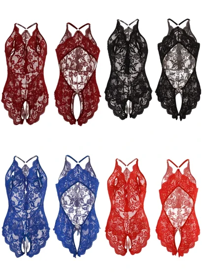 Lace Open Crotch Bodysuit - Image 5