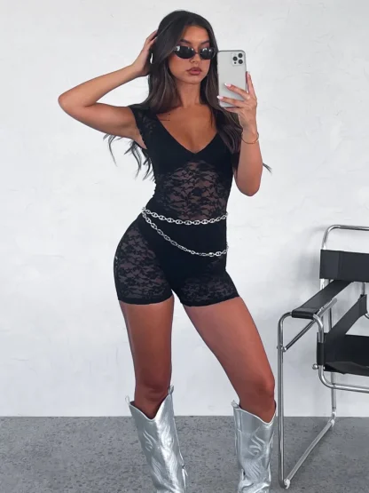 Patchwork Lace Bodysuit - Image 4