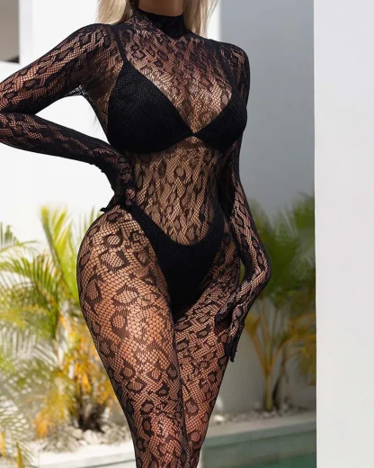Leopard Print Teddy Bodysuit - Image 3