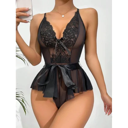 Sheer Mesh Lace Bodysuit - Image 6